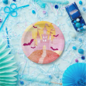 ピンクキャッスル不気味オンヒルハローウィンパーティ ペーパープレート (パーティー)