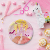 ピンクキャッスル不気味オンヒルハローウィンパーティ ペーパープレート (パーティー)