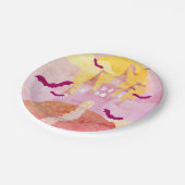 ピンクキャッスル不気味オンヒルハローウィンパーティ ペーパープレート (アングル)