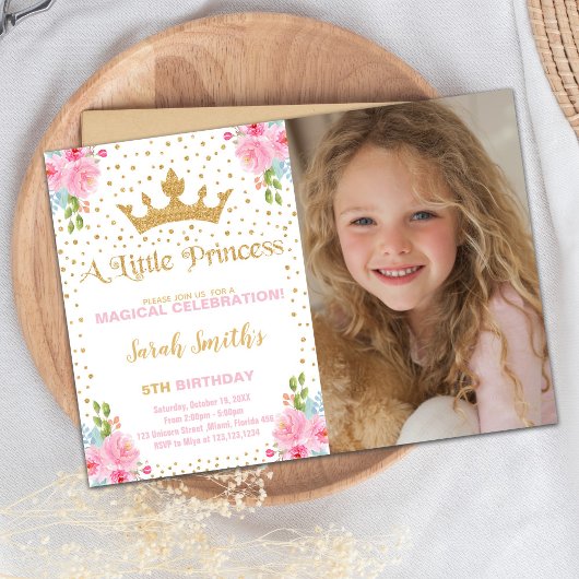 ピンクキャッスル編集可能パーティーカード 招待状