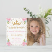 ピンクキャッスル編集可能パーティーカード 招待状 (スタンド正面)