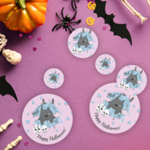 ピンクキャットインパンプキンスカルキャンディコーンハロウィーン