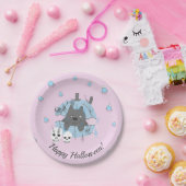 ピンクキャットインパンプキンスカルキャンディコーンハロウィーン ペーパープレート (パーティー)