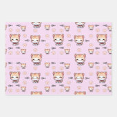 ピンクキャットラッピング紙 ラッピングペーパーシート (正面)