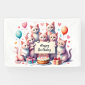 ピンクキャット誕生祝いイラストレーション 横断幕 (横)