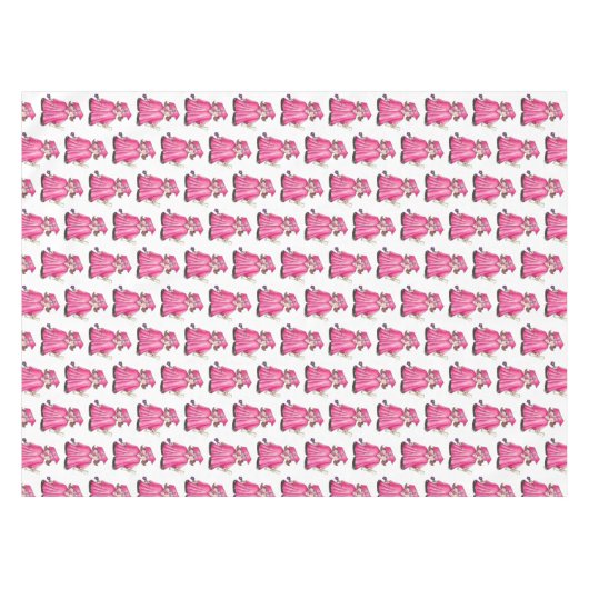 ピンクキャップとガウン学校卒業女子卒業証書 テーブルクロス (正面(横))