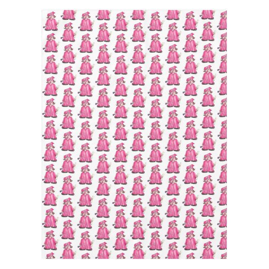 ピンクキャップとガウン学校卒業女子卒業証書 テーブルクロス (正面)