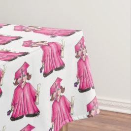 ピンクキャップとガウン学校卒業女子卒業証書 テーブルクロス