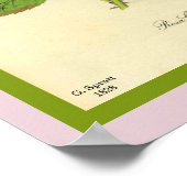 ピンクキャベツバラプリントのヴィンテージ1828アート美しい ポスター (角)