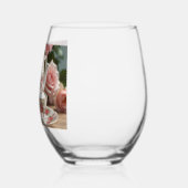 ピンクキャベツバラ茶 ステムなしワイングラス (左)