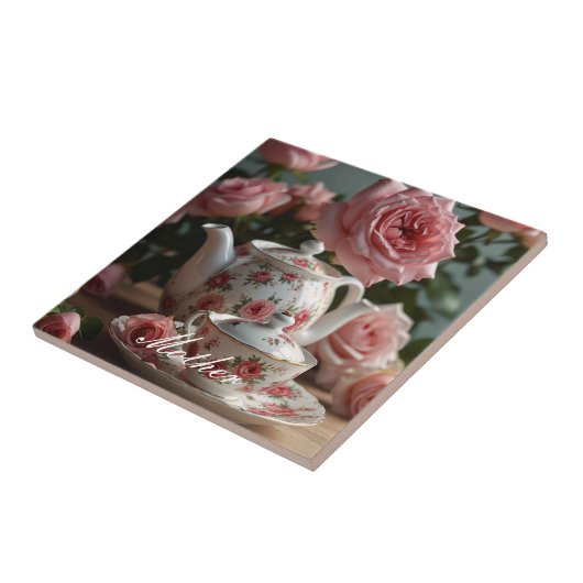 ピンクキャベツバラ茶 タイル (側面)