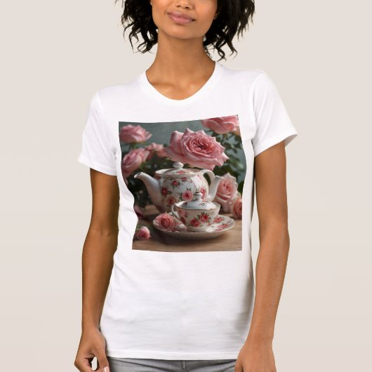 ピンクキャベツバラ茶 Tシャツ (正面)