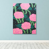 ピンクキャベツバラ キャンバスプリント (インサイチュ (ウッドフロア))