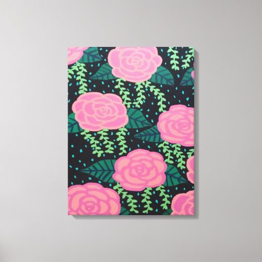 ピンクキャベツバラ キャンバスプリント (正面)