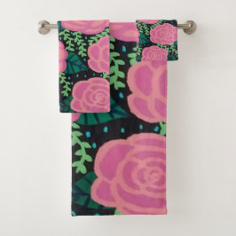 ピンクキャベツバラ バスタオルセット