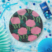 ピンクキャベツバラ ペーパープレート (パーティー)