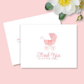 ピンクキャリッジガールベビーシャワーありがとう サンキューカード