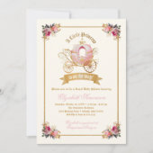 ピンクキャリッジプリンセスおとぎ話ベビーシャワー 招待状 (正面)