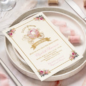 ピンクキャリッジプリンセスおとぎ話ベビーシャワー 招待状