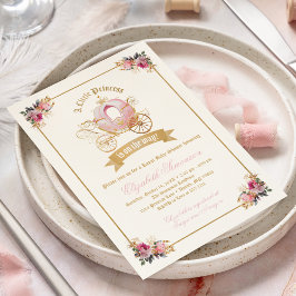 ピンクキャリッジプリンセスおとぎ話ベビーシャワー 招待状