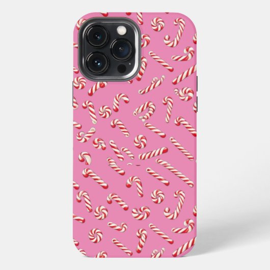 ピンクキャンディケーンパターン iPhoneケース (裏面)