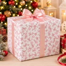 ピンクキャンディケーン クリスマス包装紙