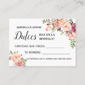 ピンクキャンディゲームのバイリンガルシャワーカードの数 プレイスカード (裏面)