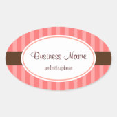 ピンクキャンディストライプのステッカー 楕円形シール (正面)