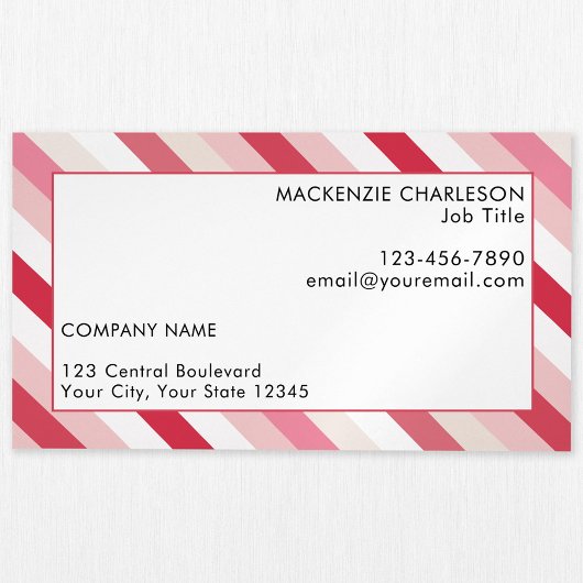 ピンクキャンディストライプー マグネット名刺