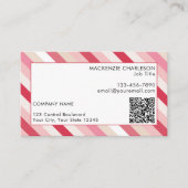 ピンクキャンディストライプーQRコード 名刺 (正面)