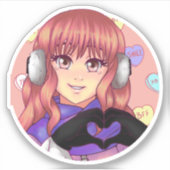 ピンクキャンディハート シール (正面)