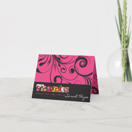 ピンクキャンディバルミツワー折サンキューカード サンキューカード (正面)