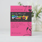 ピンクキャンディバルミツワー招待状パーティーカード 招待状 (スタンド正面)