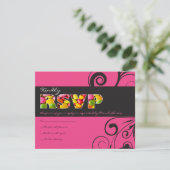 ピンクキャンディバルミツワー招待状返信カード 招待状 (スタンド正面)