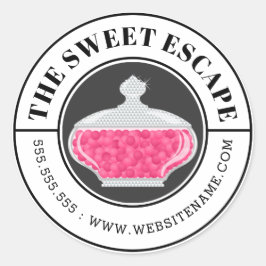 ピンクキャンディビュッフェとカーブ文字 ラウンドシール