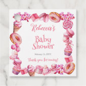 ピンクキャンディフレームガールベビーシャワー フェイバータグ (正面)