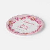 ピンクキャンディフレームガールベビーシャワー ペーパープレート (アングル)