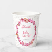ピンクキャンディフレームガールベビーシャワー 紙コップ (裏面)