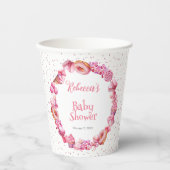 ピンクキャンディフレームガールベビーシャワー 紙コップ (正面)
