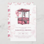 ピンクキャンディランドアーケードブライダルシャワー 招待状 (正面/裏面)