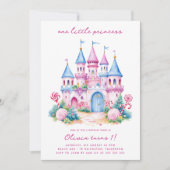 ピンクキャンディランドキャッスル1st誕生日パーティー 招待状 (正面)