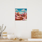 ピンクキャンディランドハウスシーン ポスター (キッチン)