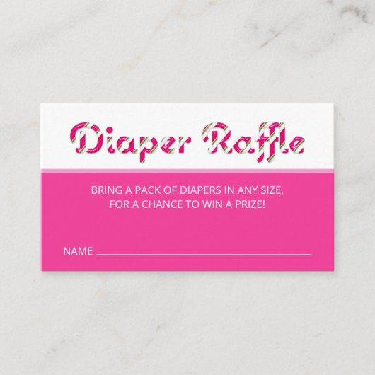 ピンクキャンディーケインおむつラッフルインサートカード エンクロージャーカード (正面)