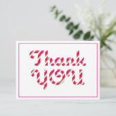 ピンクキャンディーケインベビーシャワーサンキューカード サンキューカード (スタンド正面)