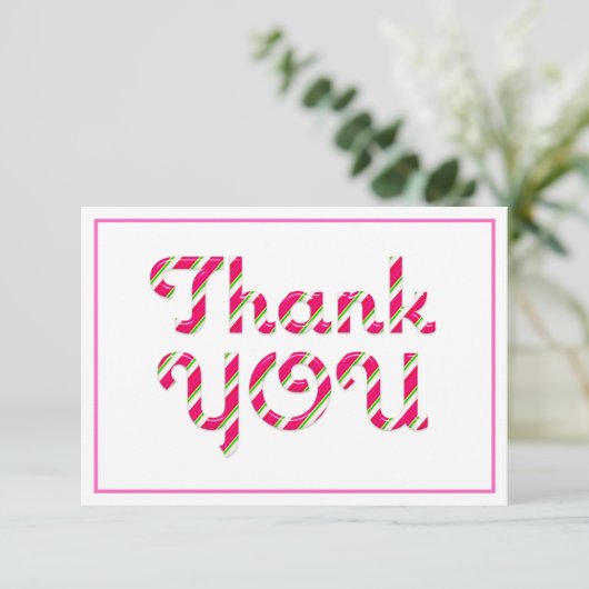 ピンクキャンディーケインベビーシャワーサンキューカード サンキューカード (スタンド正面)