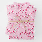 ピンクキャンディーケーンクリスマス ラッピングペーパーシート (インサイチュ)