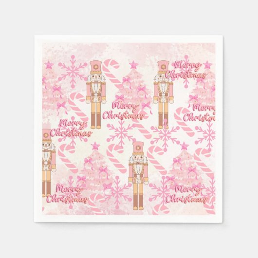 ピンクキャンディーケーン スタンダードカクテルナプキン (正面)