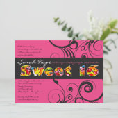 ピンクキャンディーSweet sixteen誕生パーティーの招待 招待状 (スタンド正面)