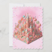 ピンクキャンディ王室のキャッスル誕生日招待状 招待状 (裏面)