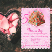 ピンクキャンディ王室のキャッスル誕生日招待状 招待状